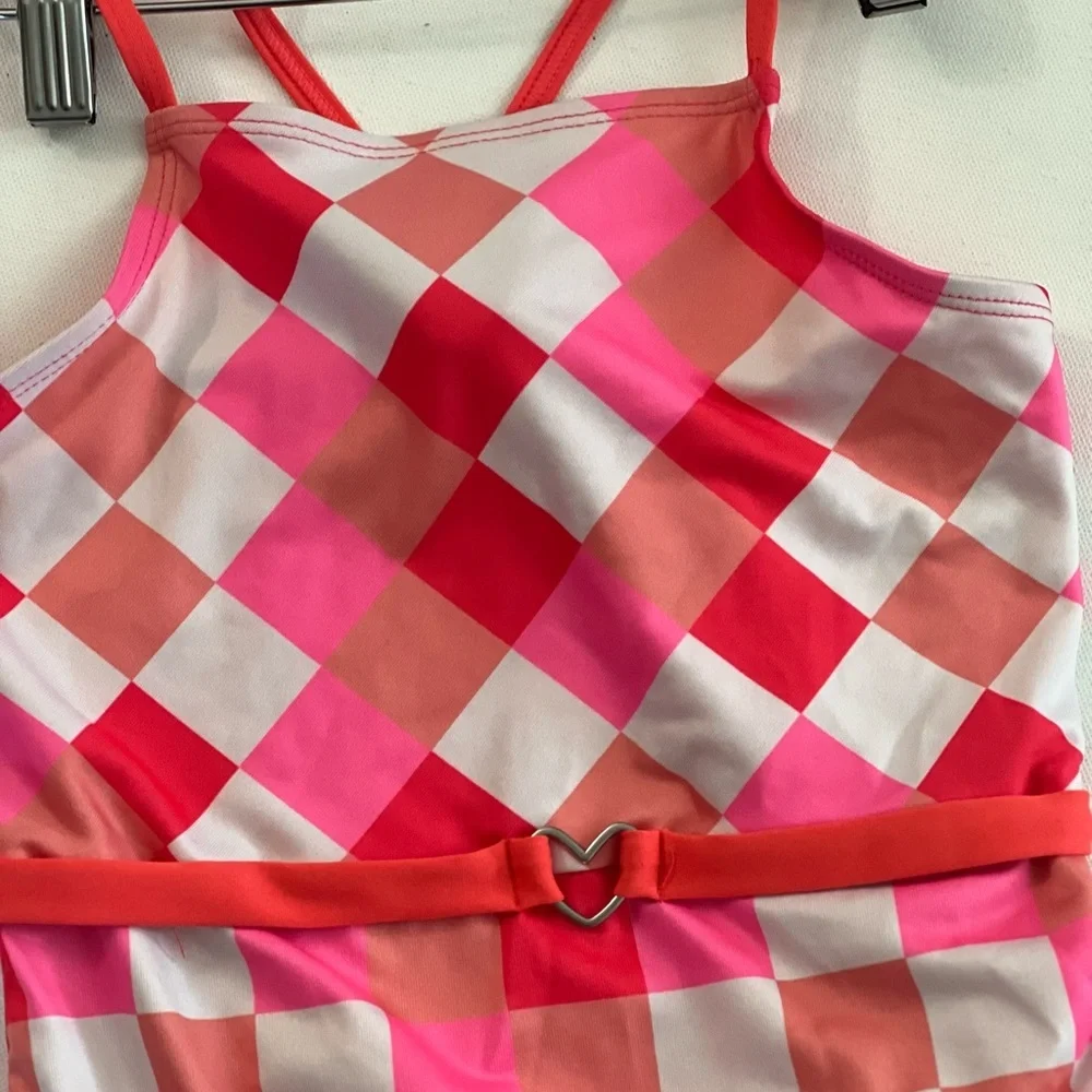 Pink platinum colorful check swimsuit